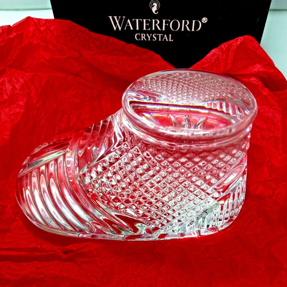 Waterford Crystal Baby Boot Shoe w/Sticker Boxed  Made in Ireland Christmas Gift